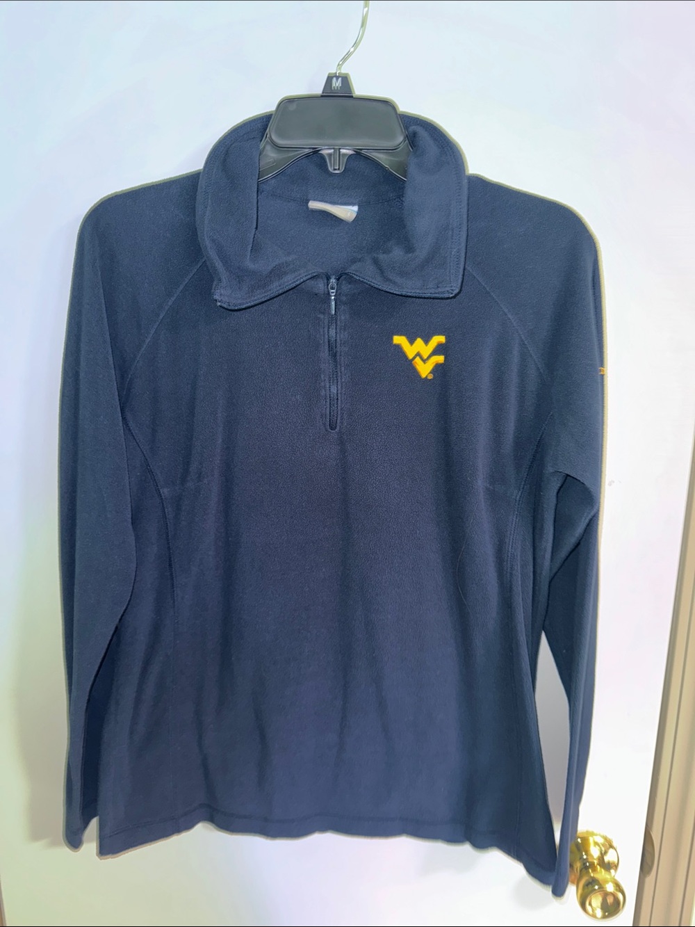 WVU Columbia Navy Blue Fleece Pullover with Logo Tag